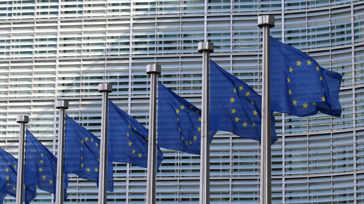 European Union flags in Brussels